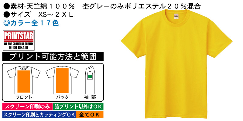 PrintstarハイグレードＴシャツ商品画像