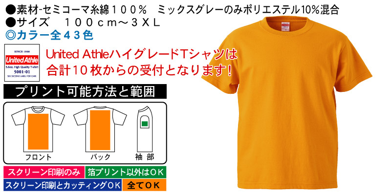 United AthleハイグレードＴシャツ商品画像